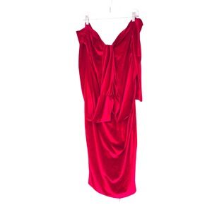 Fashion Nova Dress Red Plus Holiday Christmas‎ Party Velvet Long Sleeve Size 3X